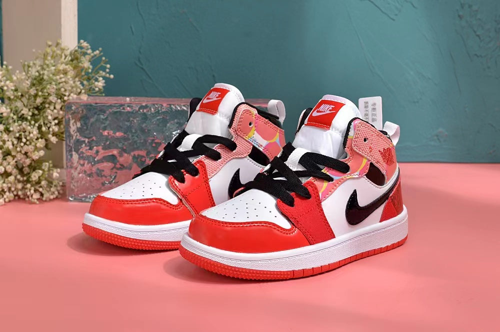 Jordan AJ1 children's shoes" white, red"