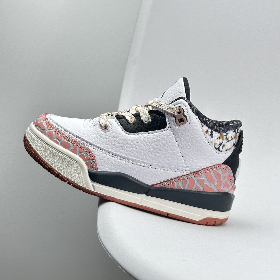 Jordan 3 children's shoes" white, gray, pink"
