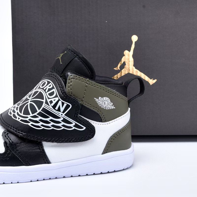 Jordan Wings Kids Shoes" white, black, olive green"