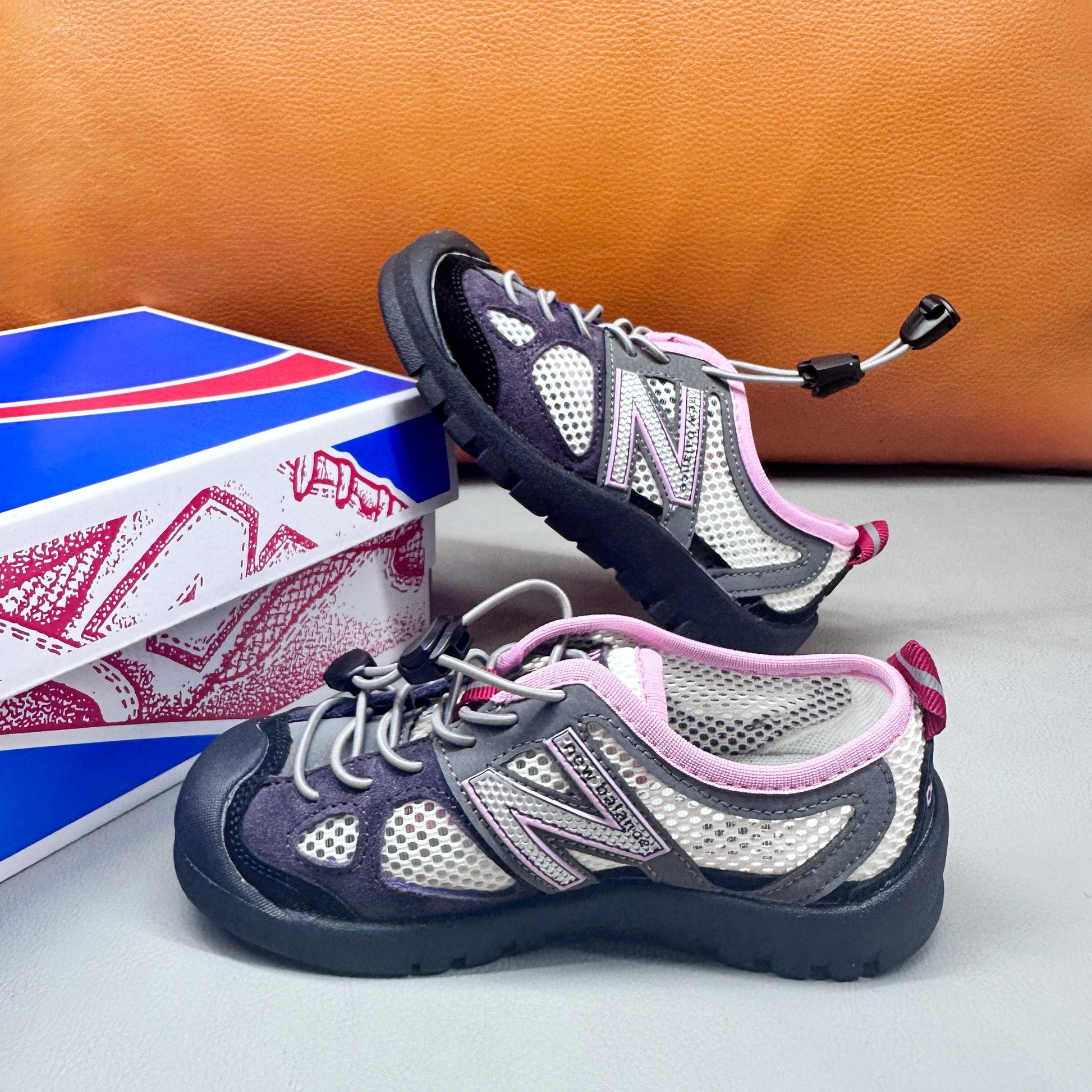 N530 MIUMIU Stream Sandals" Purple and white mesh, gray"