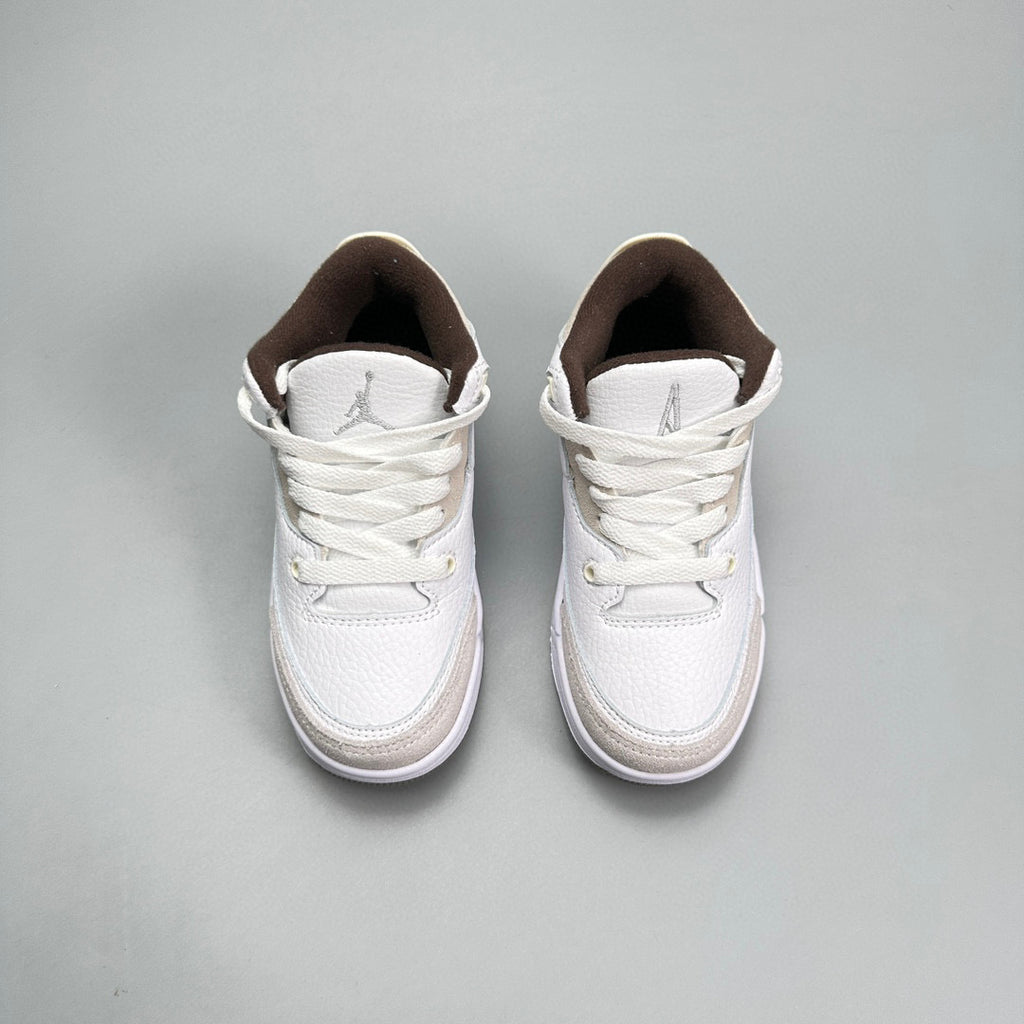 Jordan 3 children's shoes" white, light gray, dark brwon"