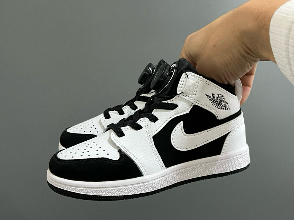 Qiaoyi mid-cut buckle children's shoes" white, black"
