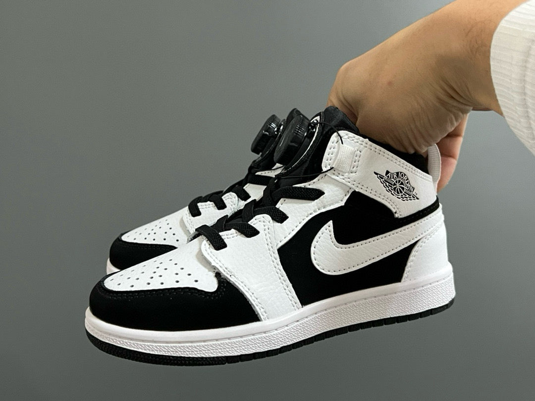 Qiaoyi mid-cut buckle children's shoes" white, black"
