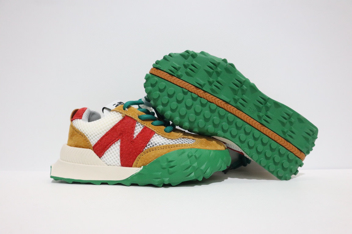 N official website synchronized parallel bars sandals " red, off white, dark green"
