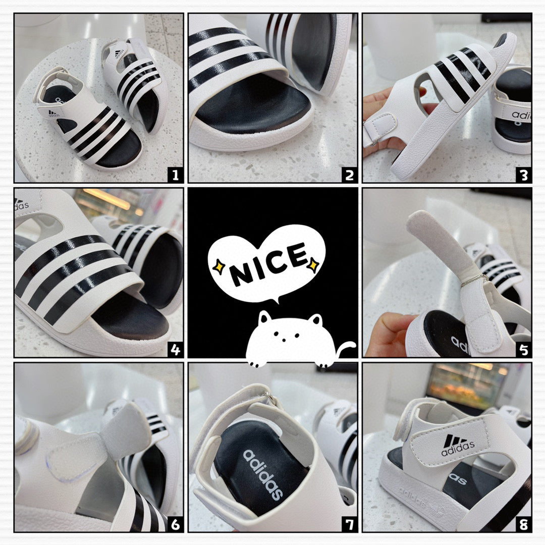Adidas clover new sandals" white, & black"