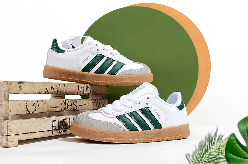 Adidas children's training shoes" white, green"