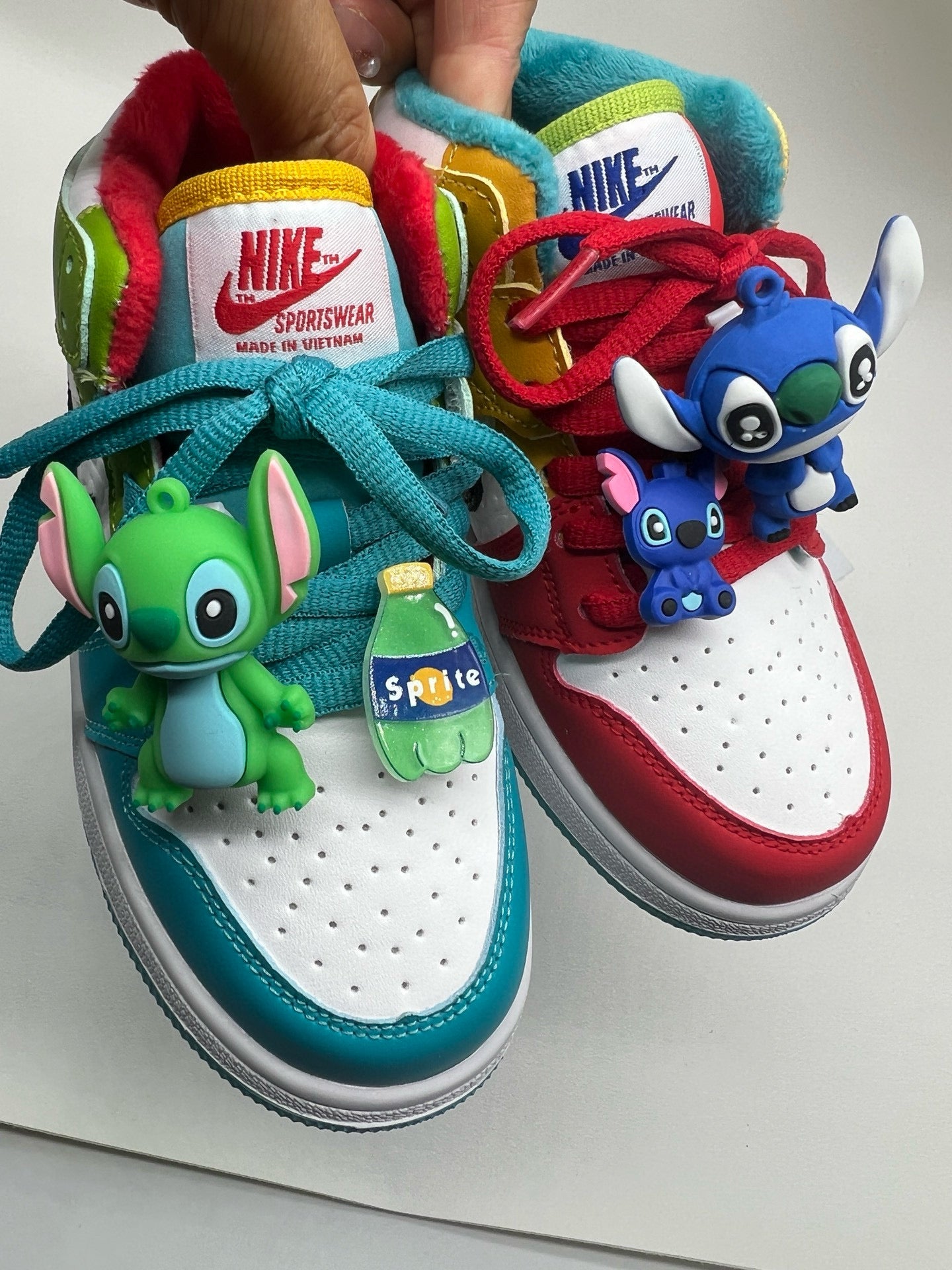 Joe One Cartoon Doll Accessories High Top Sneakers " red, mint green"