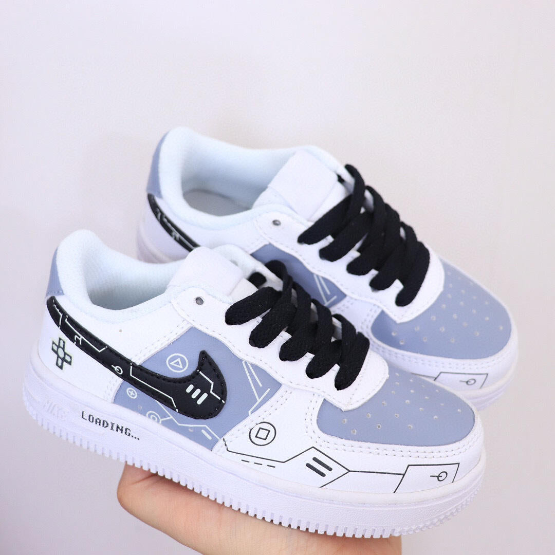 Air Force low-top lace-up sneakers" white, blue"