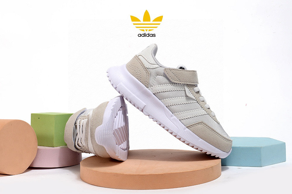 Adidas clover lightweight soft sole" gray, white"