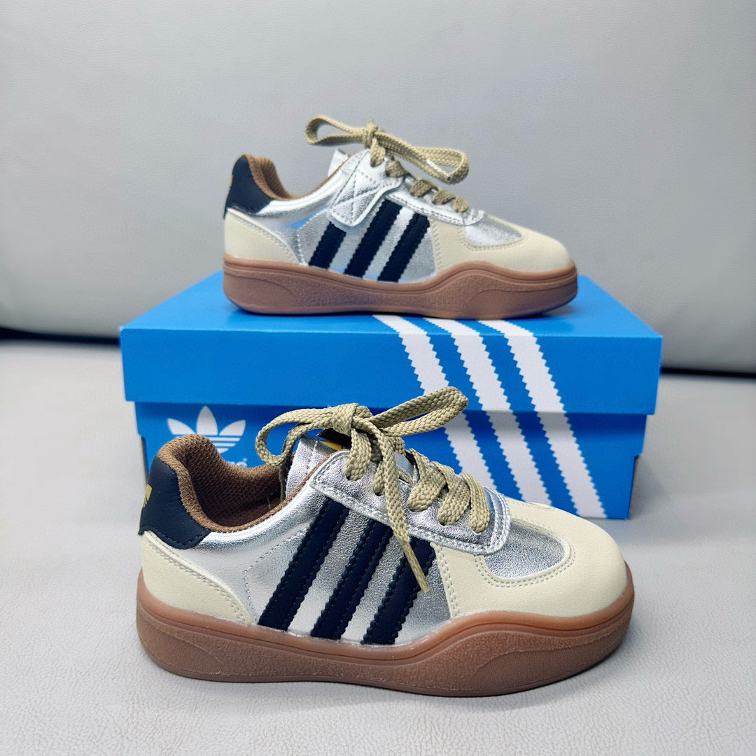 Adidas third generation children's German training shoes" white, silver"