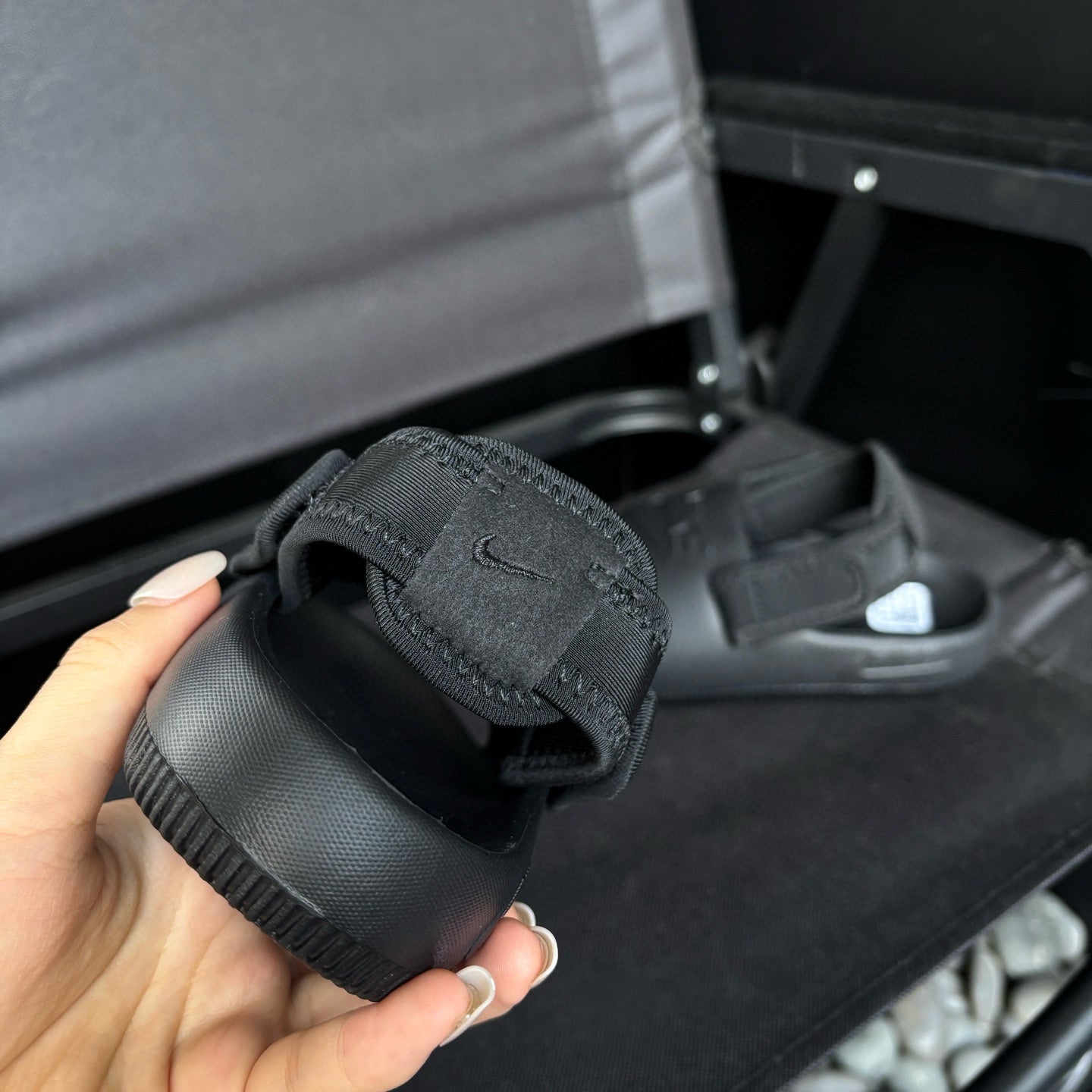Nike open toe Velcro two-way sandals" black"