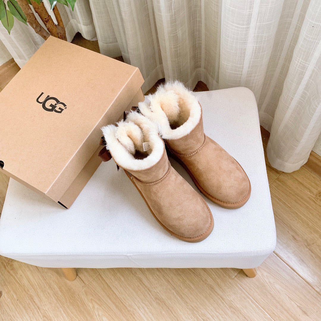 UGG co-branded wool integrated snow boots" brown"