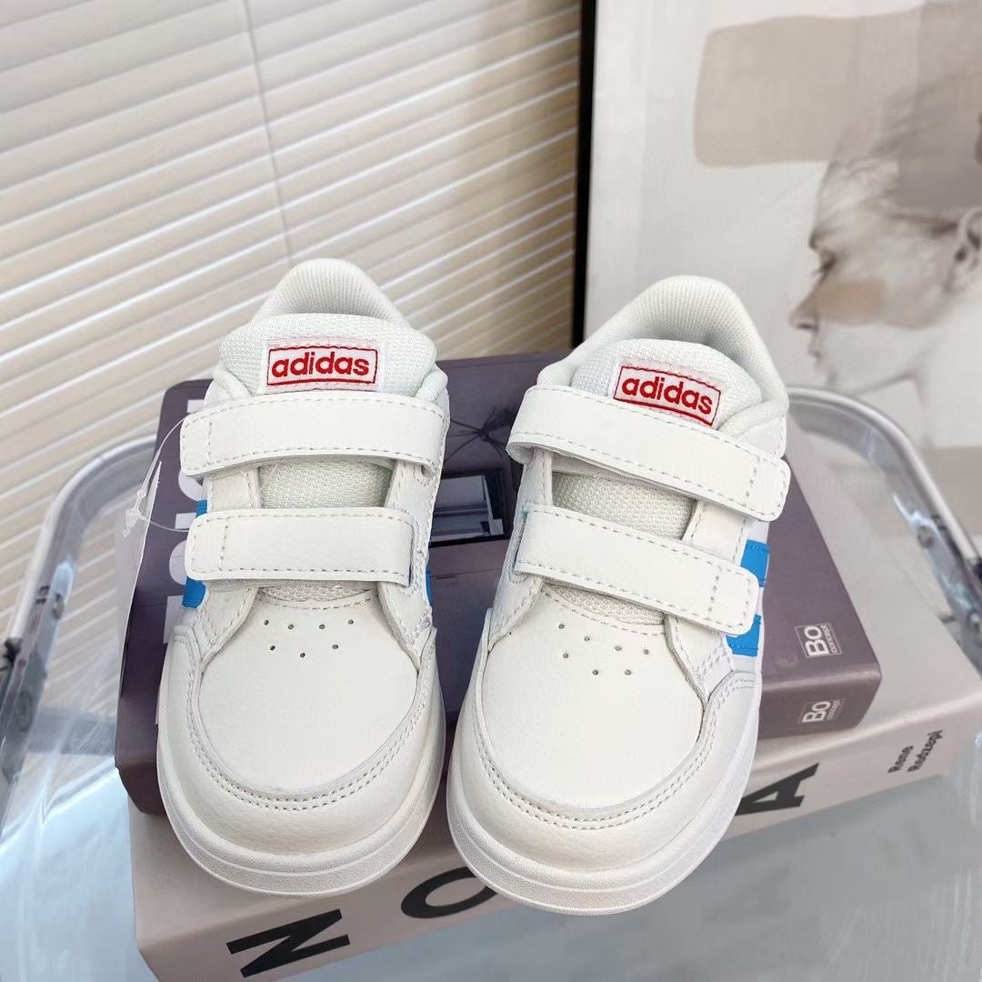 Adidas co-branded Velcro children's shoes" white, blue, red"