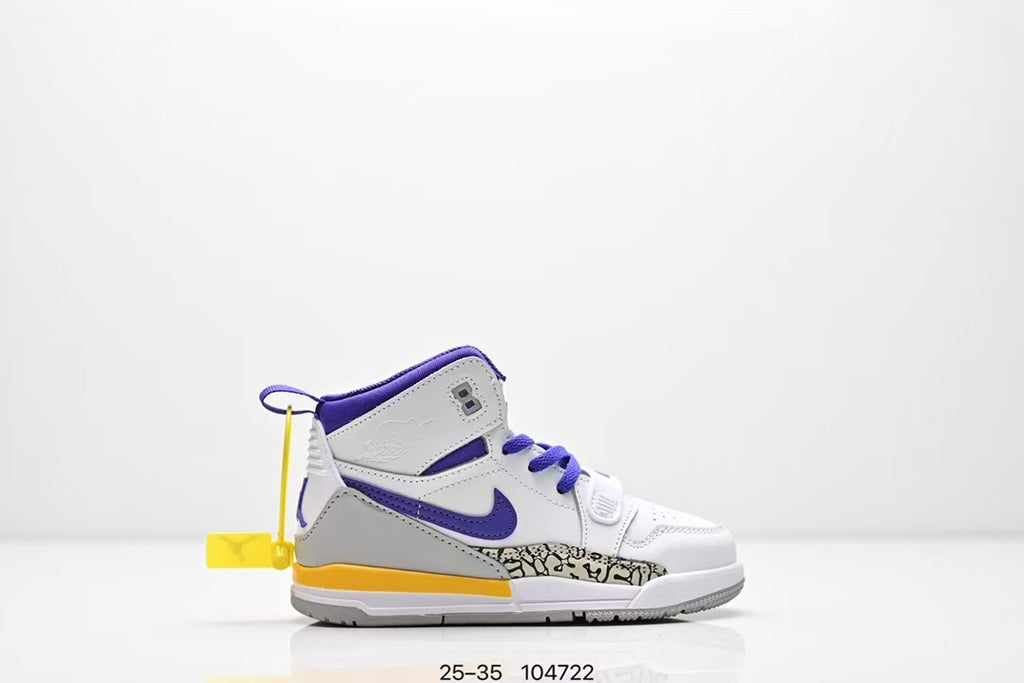 Jordan 312 high top children's shoes full second layer leather" white, blue"