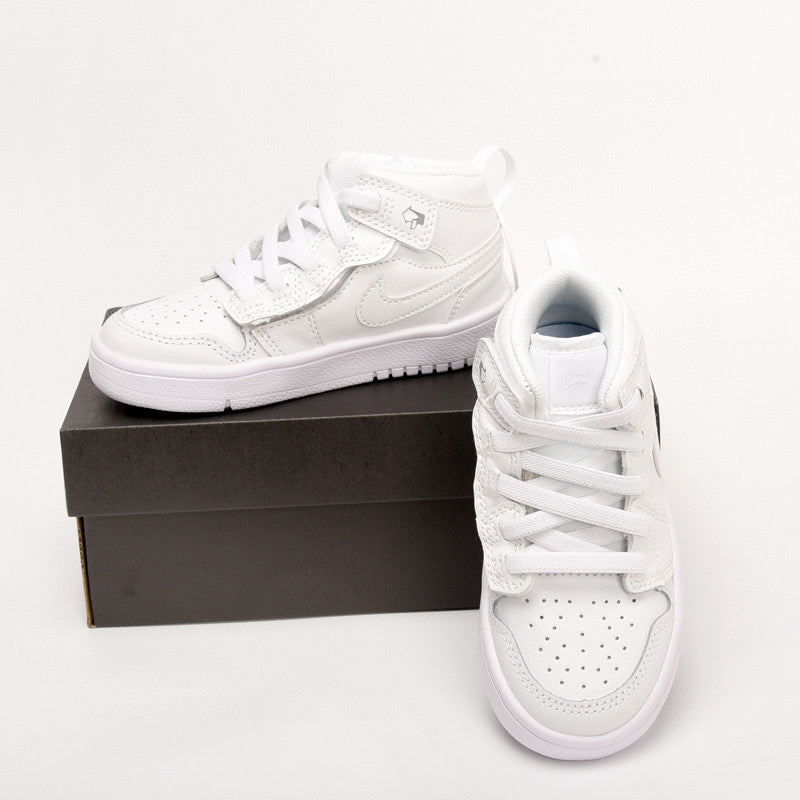 Jordan high top inner Velcro elastic band children's shoes" white"