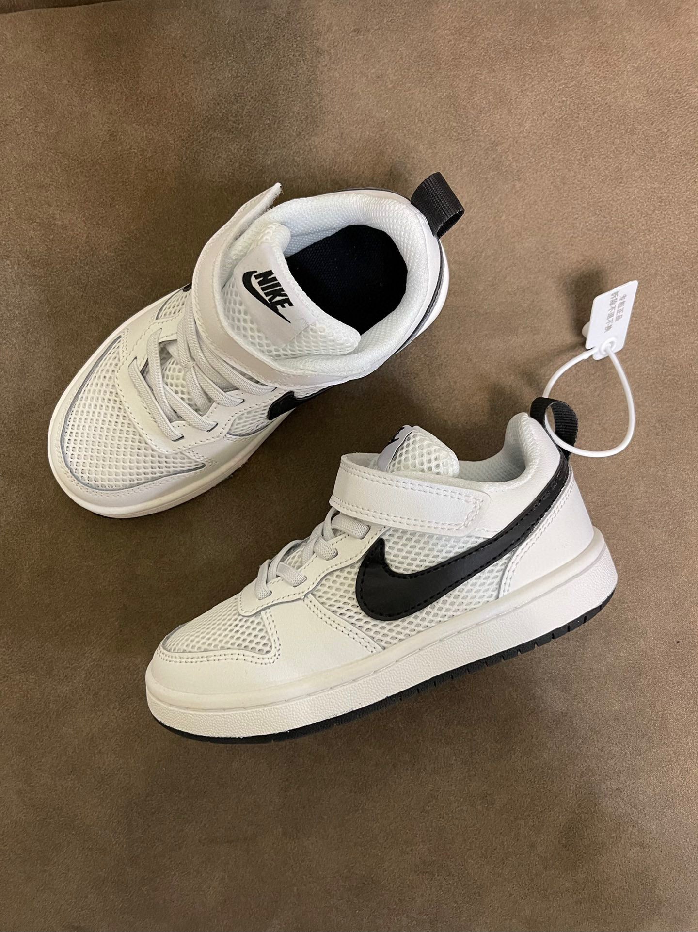 NIKE workwear Air Force One mesh elastic band Velcro children's shoes" white"