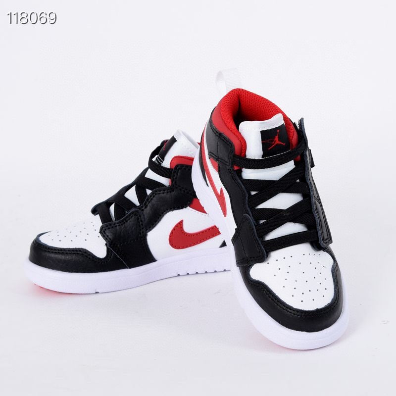 Jordan high top elastic band" white, black, red"