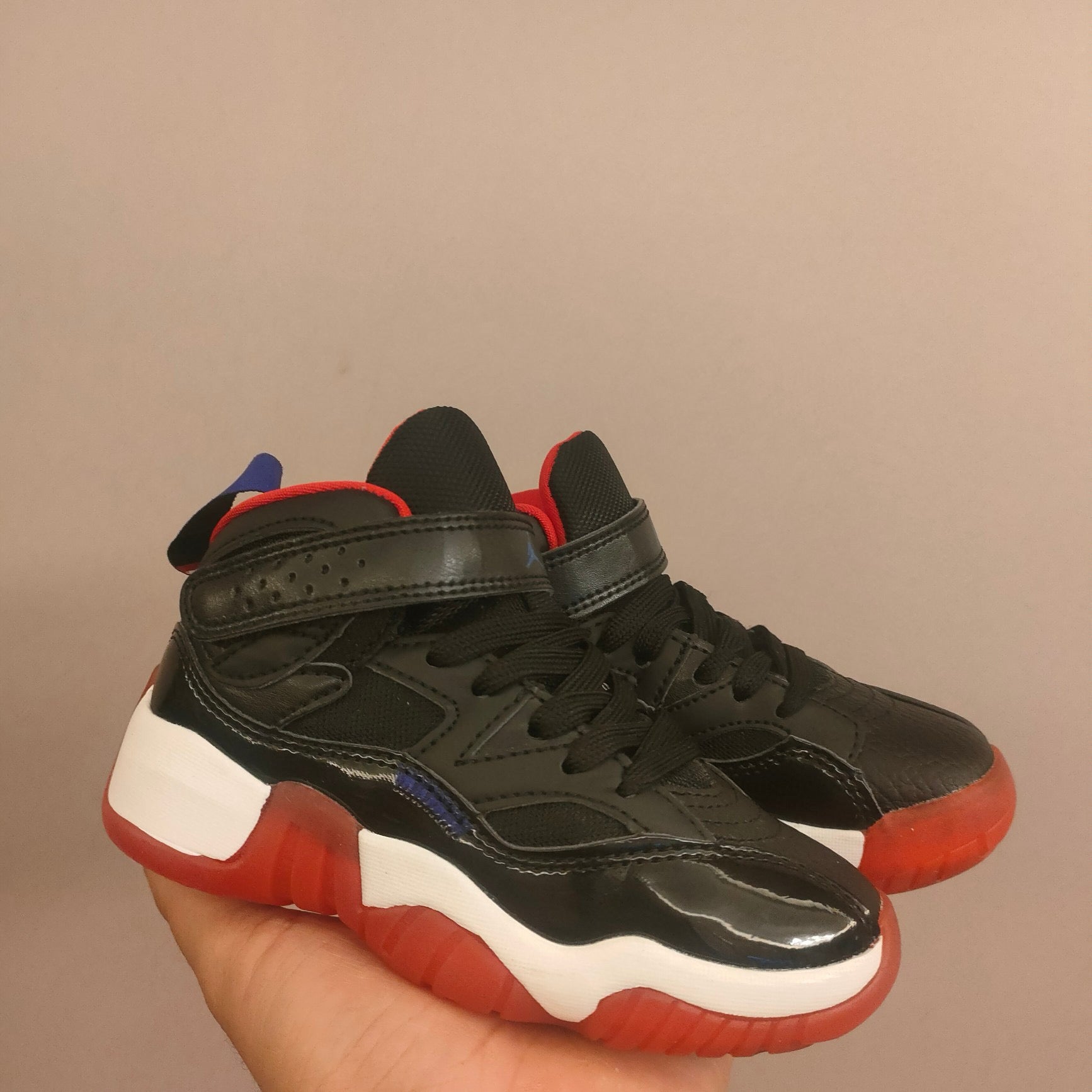 Jordan 612 single buckle children's shoes" black, orange"