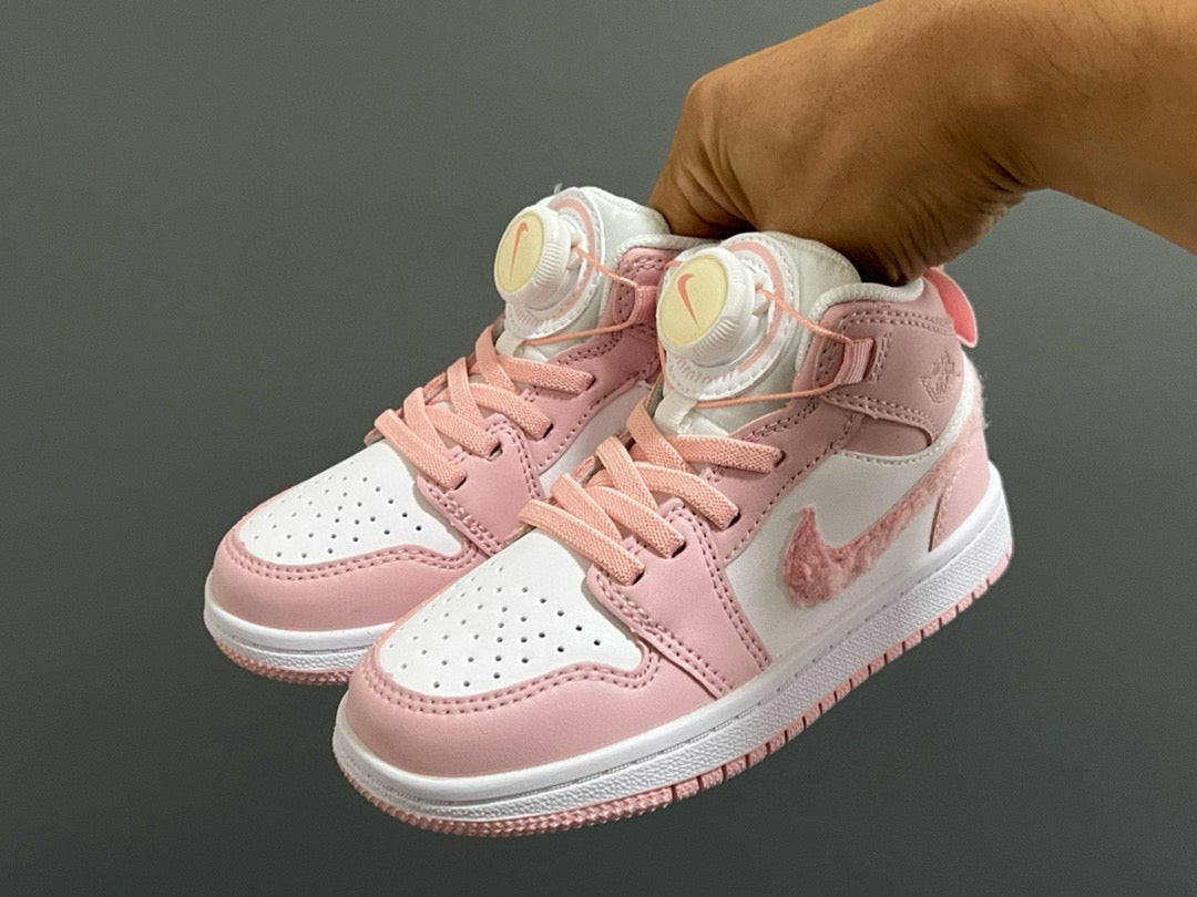 Joe 1 Zhongbang lock children's sports shoes" white, pink"