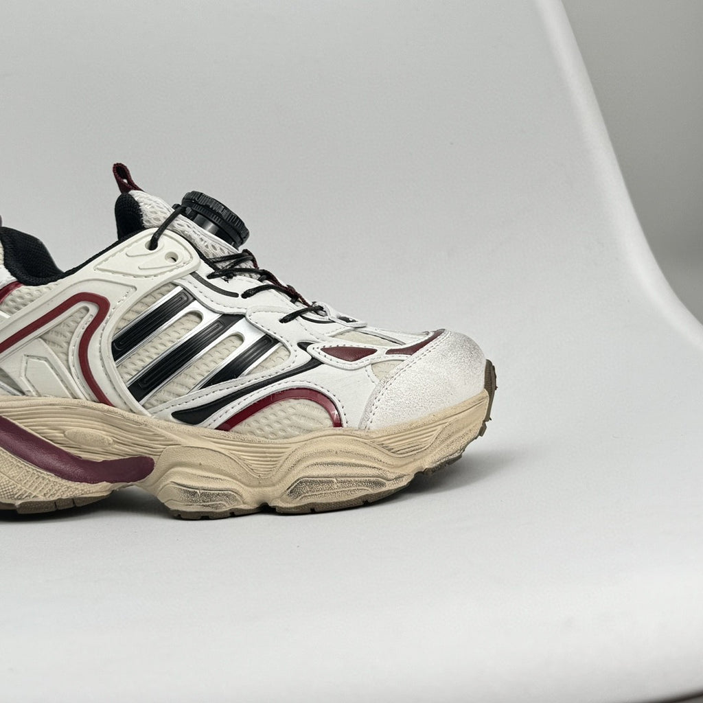 Adidas XLG Runner Deluxe runner dad shoes" cream, white, burgundy"