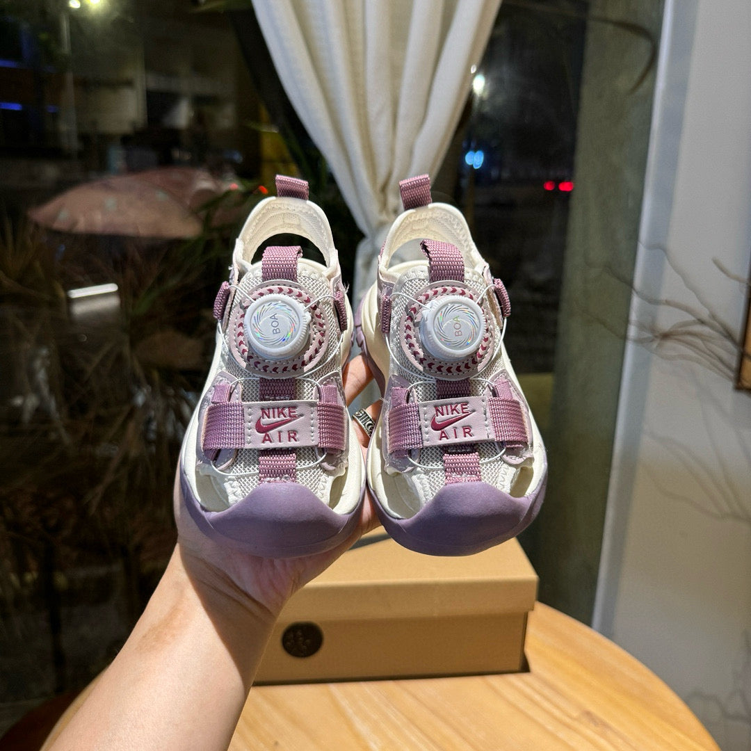 Nike closed toe rotating button sandals" Light Purple"