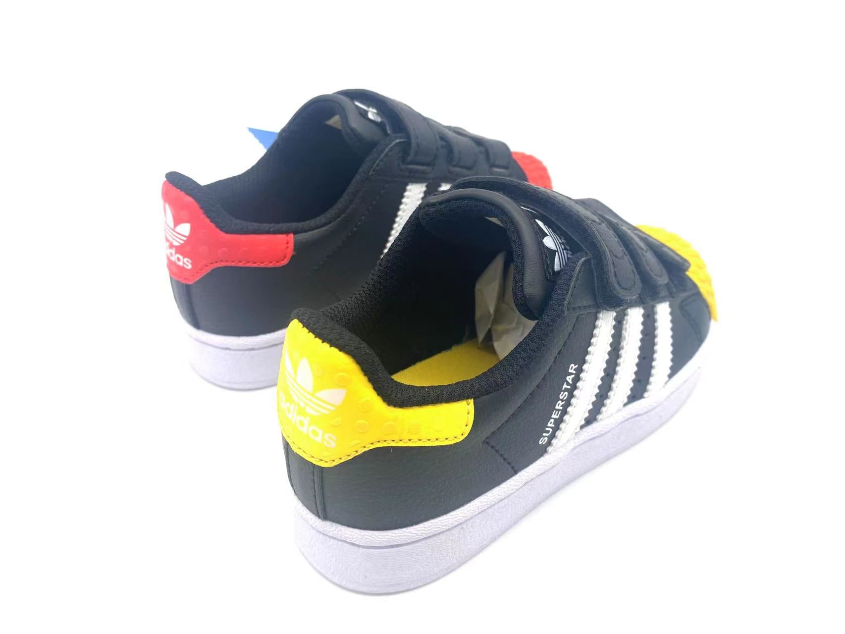 Adidas classic shell toe children's shoes" black, red, yellow"