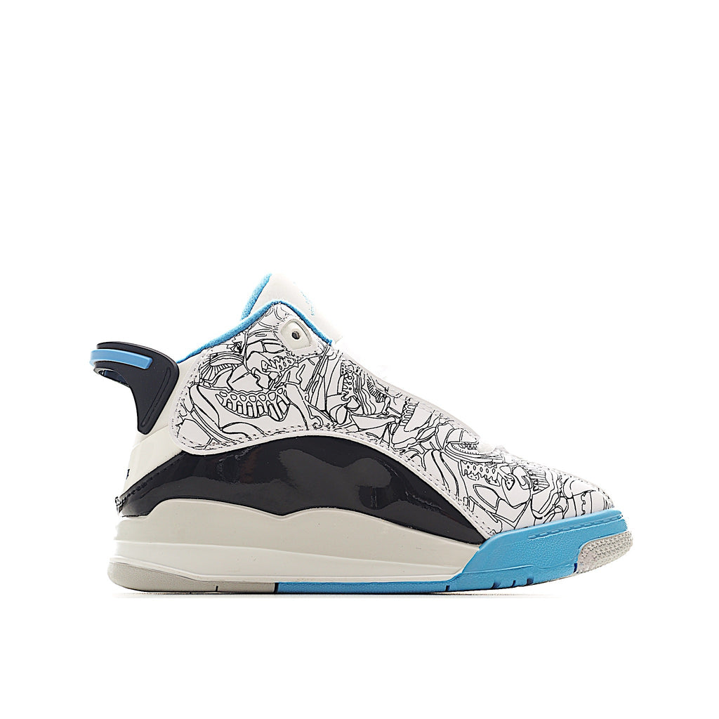 Jordan Zero Lace-Up Basketball Shoes for Kids" black, white, blue"