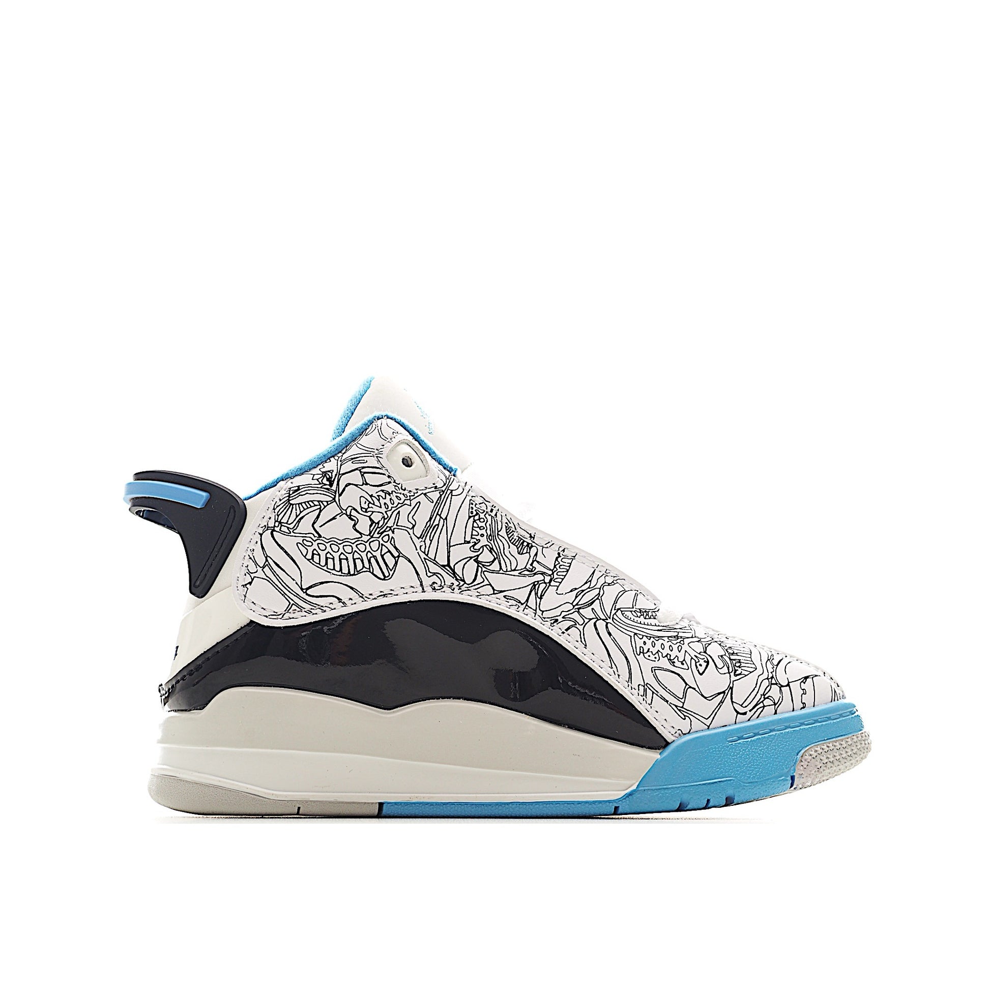 Jordan Zero Lace-Up Basketball Shoes for Kids" black, white, blue"