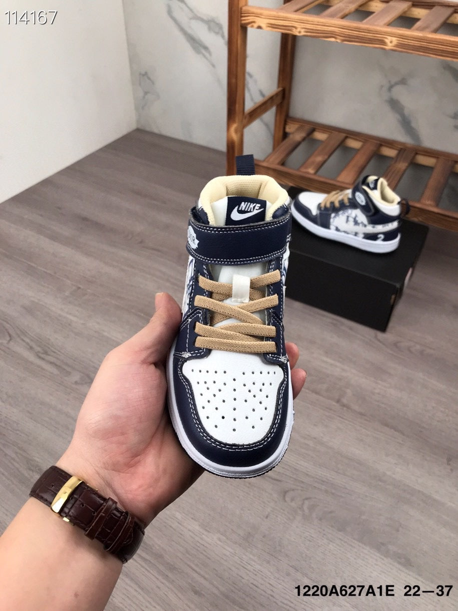 Joe's high-top Velcro children's shoes" Navy, white"