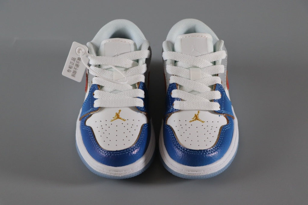 Jordan 1 Classic Kids Shoes" white, blue, gray"
