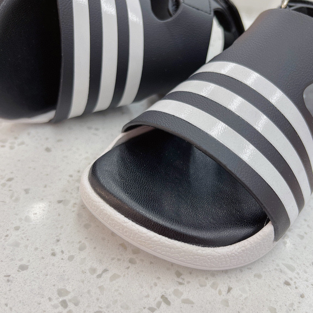 Adidas clover new sandals" black, white"