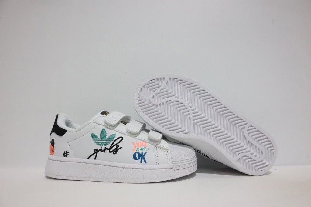 Shell toe two-layer cartoon children's shoes" white"