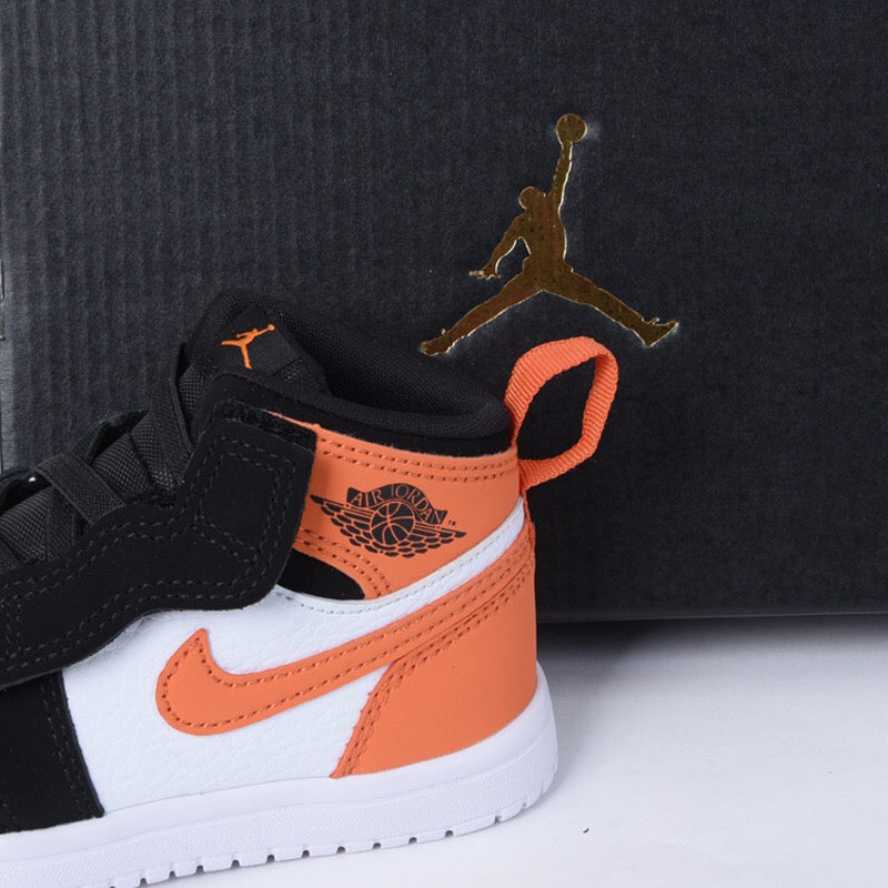 Jordan high top elastic band" white, black, orange"