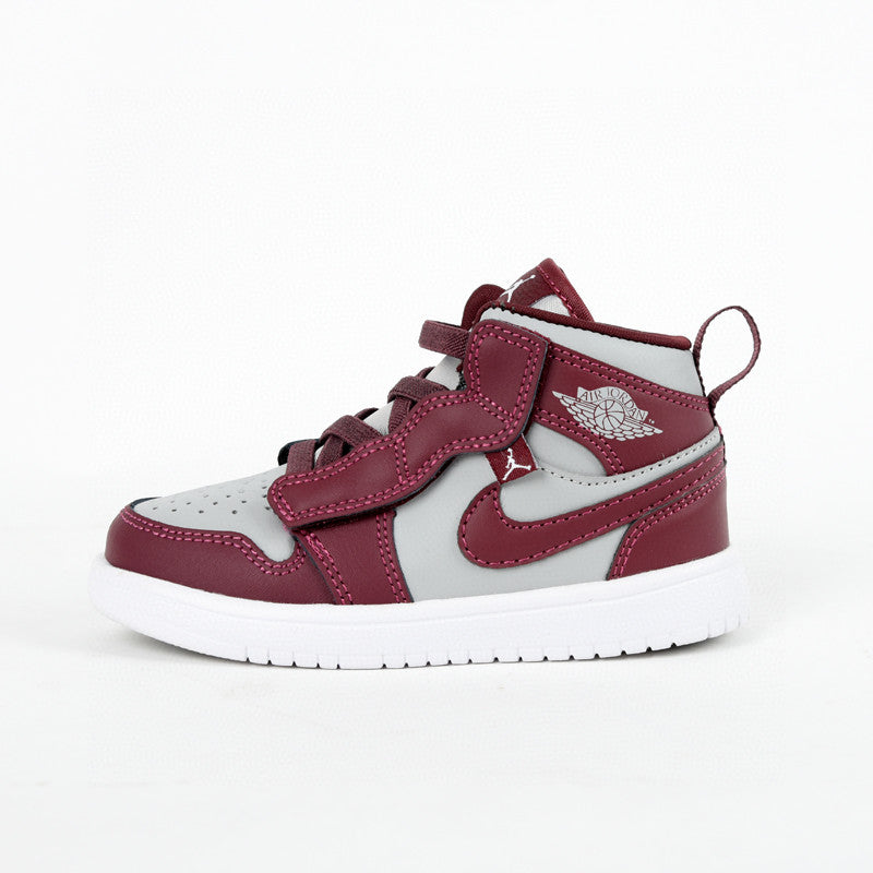 Jordan high top elastic band" burgundy, light gray"