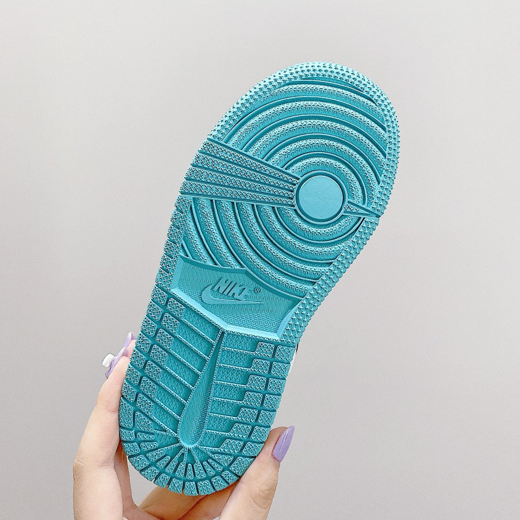 Joe 1 low-top elastic buckle parent-child shoes" white, Turquoise "
