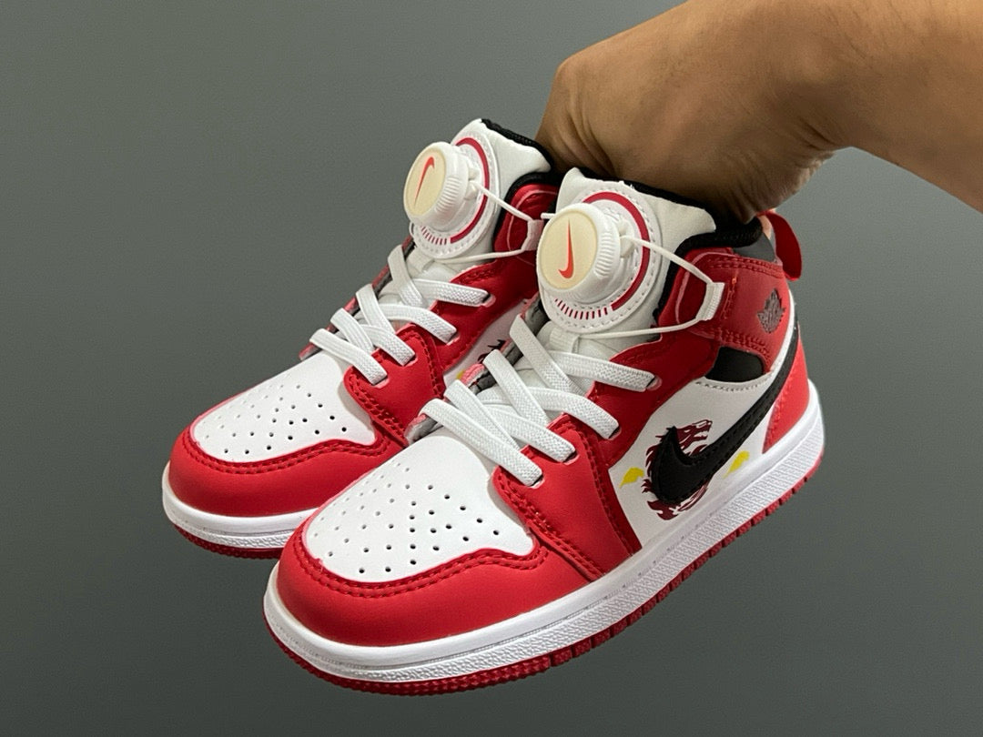 Joe 1 Zhongbang lock children's sports shoes" white, red"