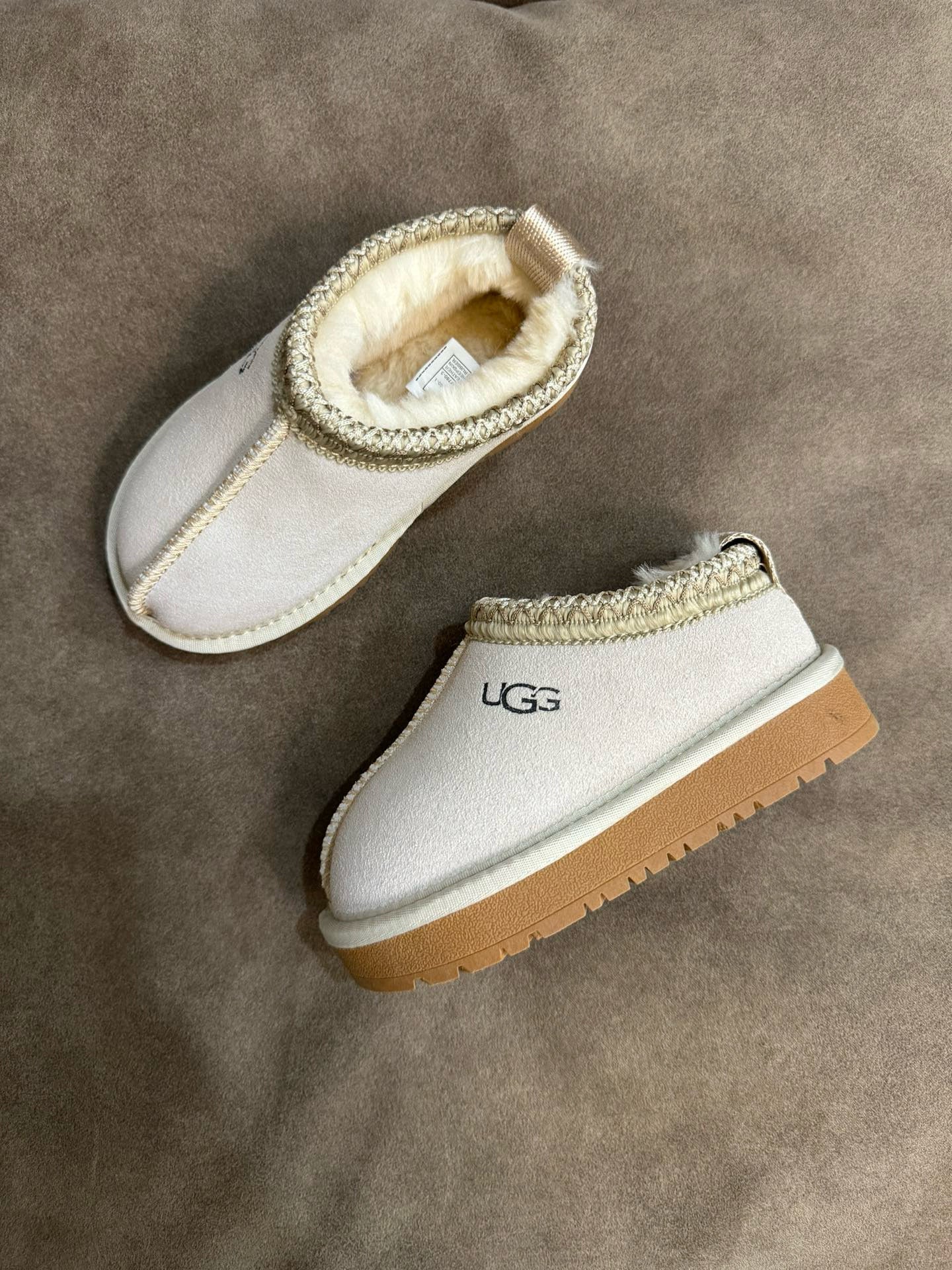 U-GG ethnic style fur short tube snow boots children's shoes " light beige"
