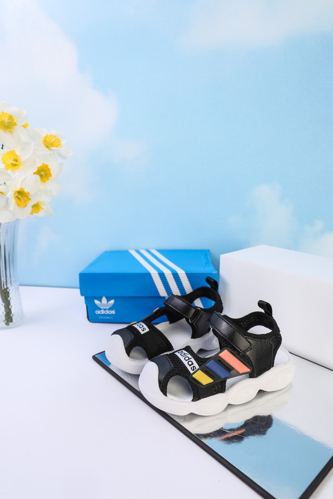 Adidas closed toe sandals" black"