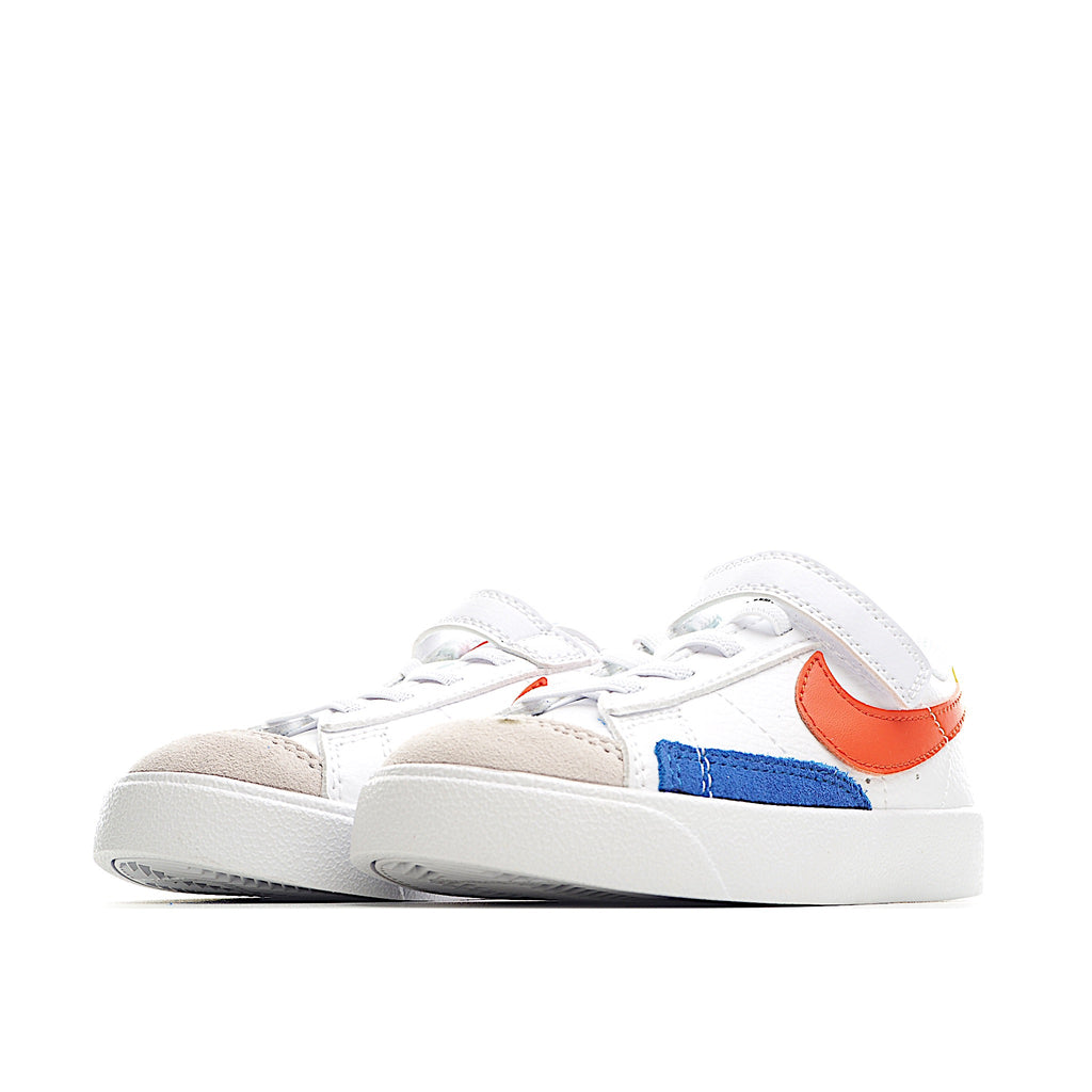 Trail Blazers Velcro Low-Top Kids Sneakers" white, blue, orange"