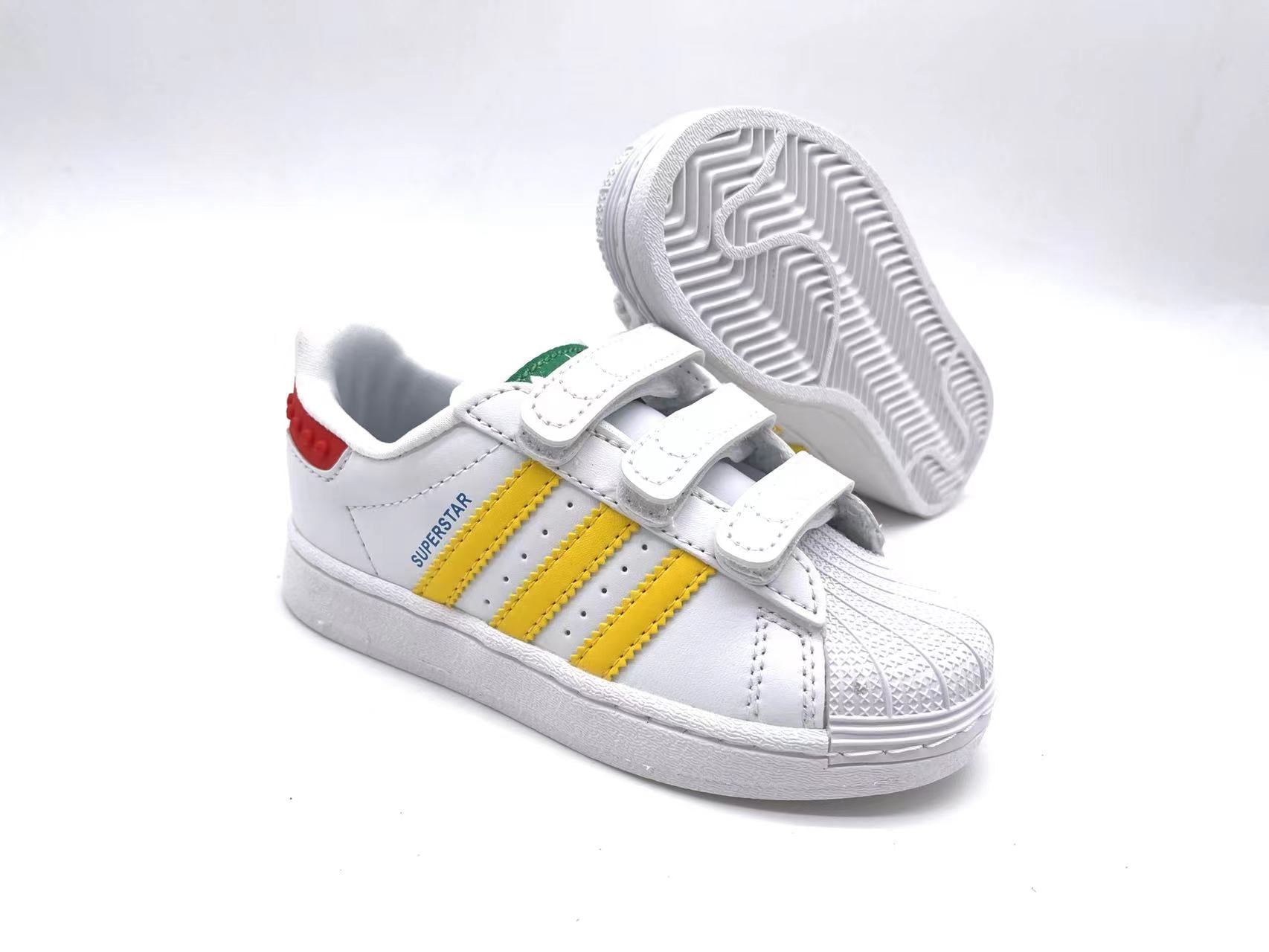 Adidas classic shell toe children's shoes" white, yellow"