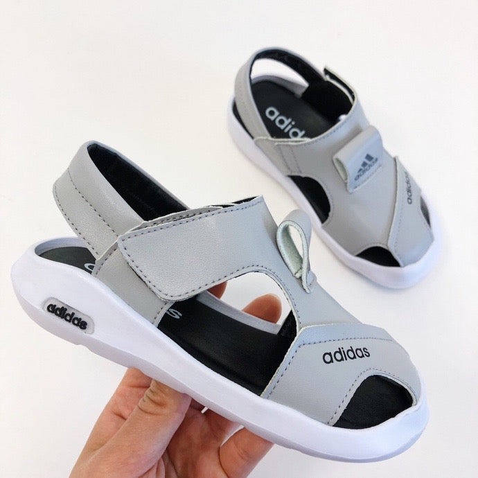 Adidas full leather bread head sandals" gray"