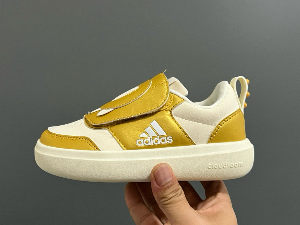 Adidas Little Dragon joint Velcro children's shoes"white, gold"
