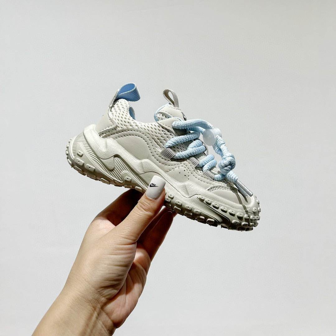 NK mesh drawstring children's tire shoes "Light Gray/ blue"
