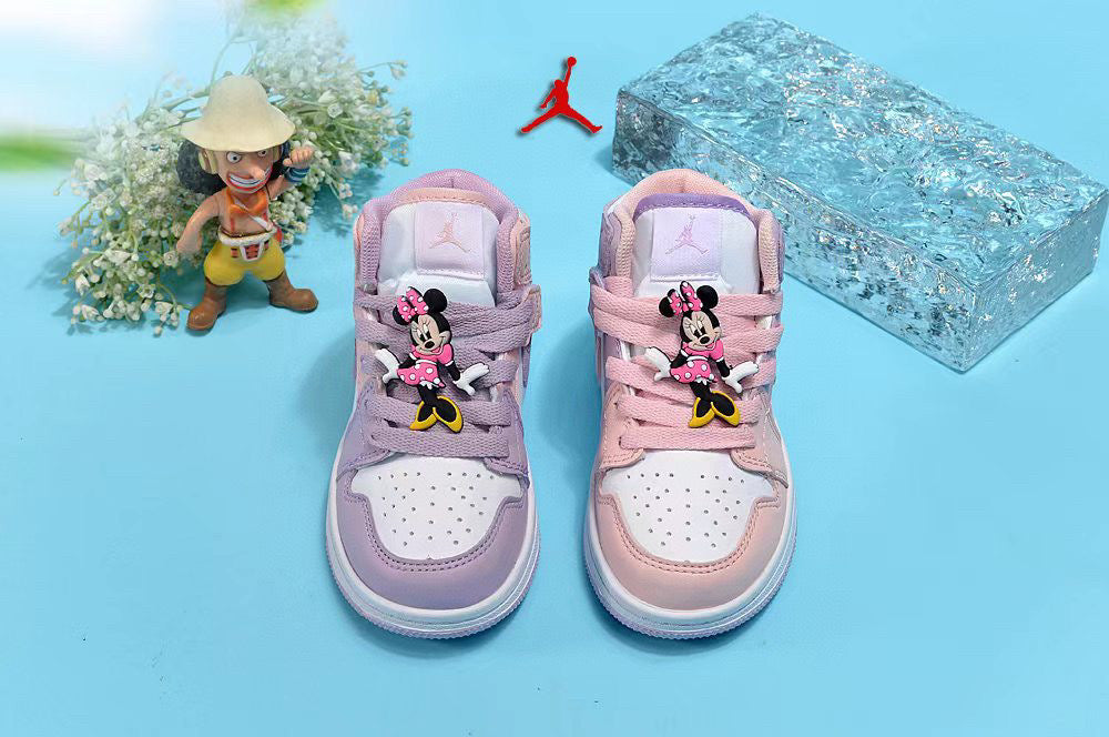 Jordan cartoon doll version children's shoes" rose, purple, white"