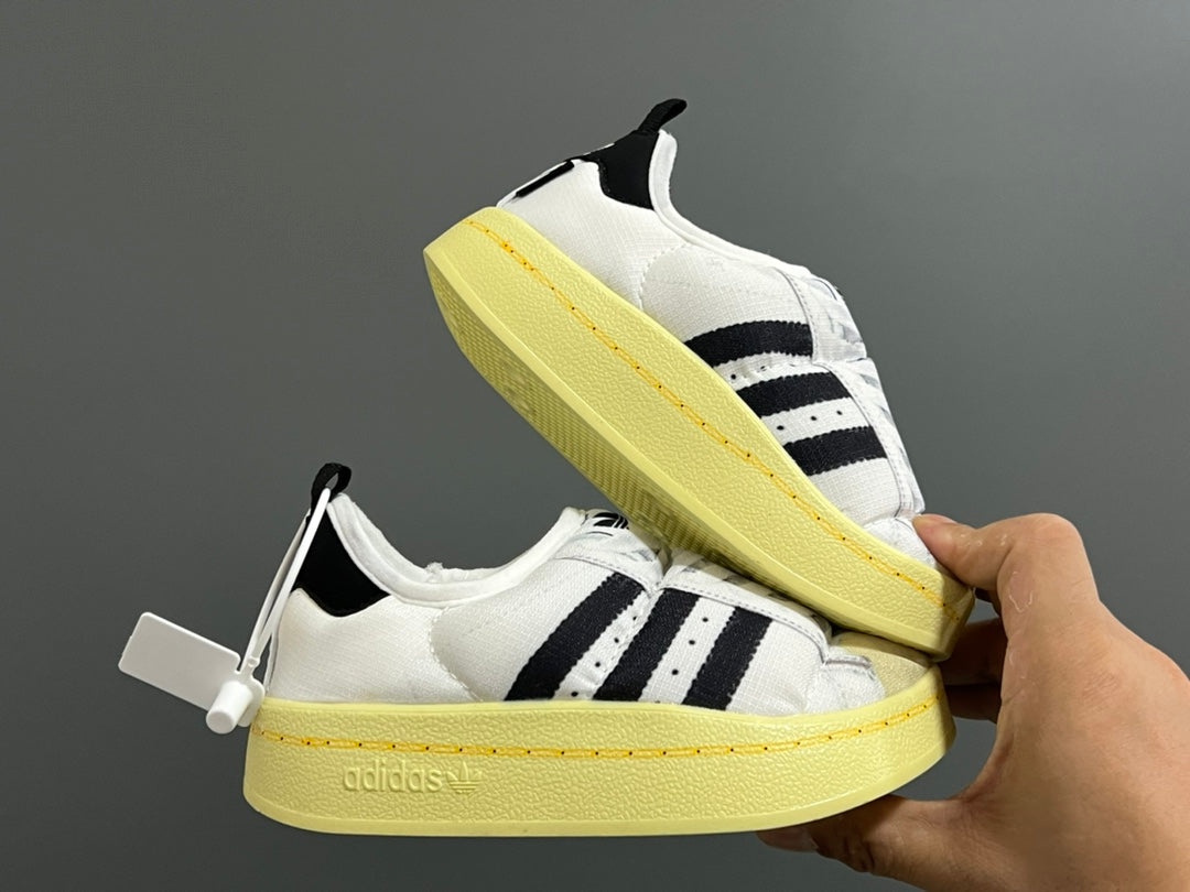 Adidas Bread Children's Slip-On Cotton Shoes" white"