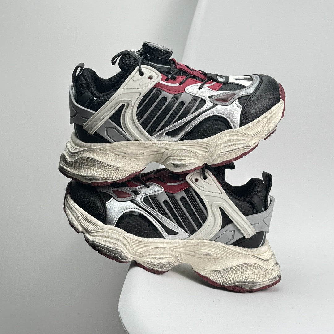 Adidas XLG Runner Deluxe runner dad shoes" black, cream, burgundy"