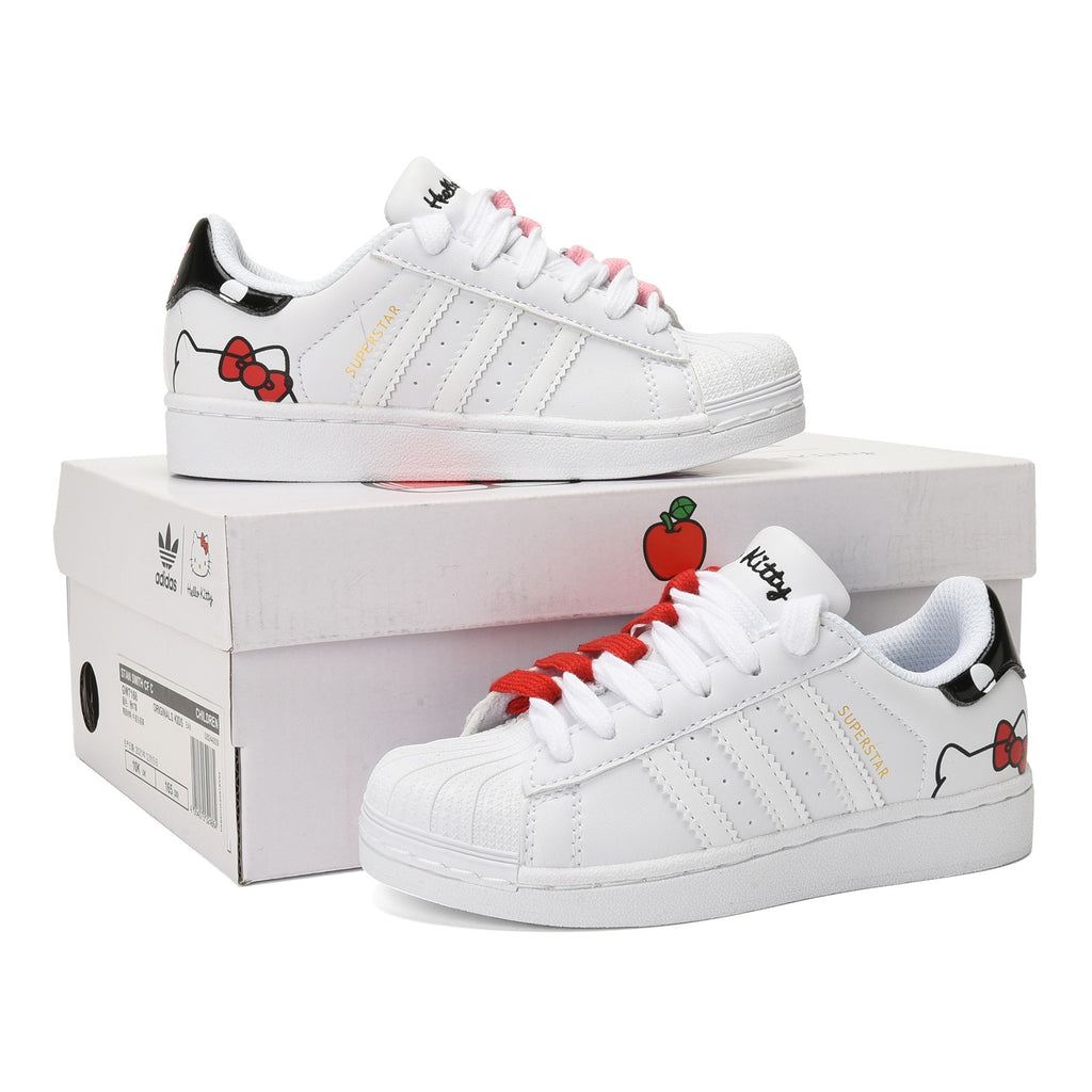 Adidas shell toe lace-up sneakers " white, red"