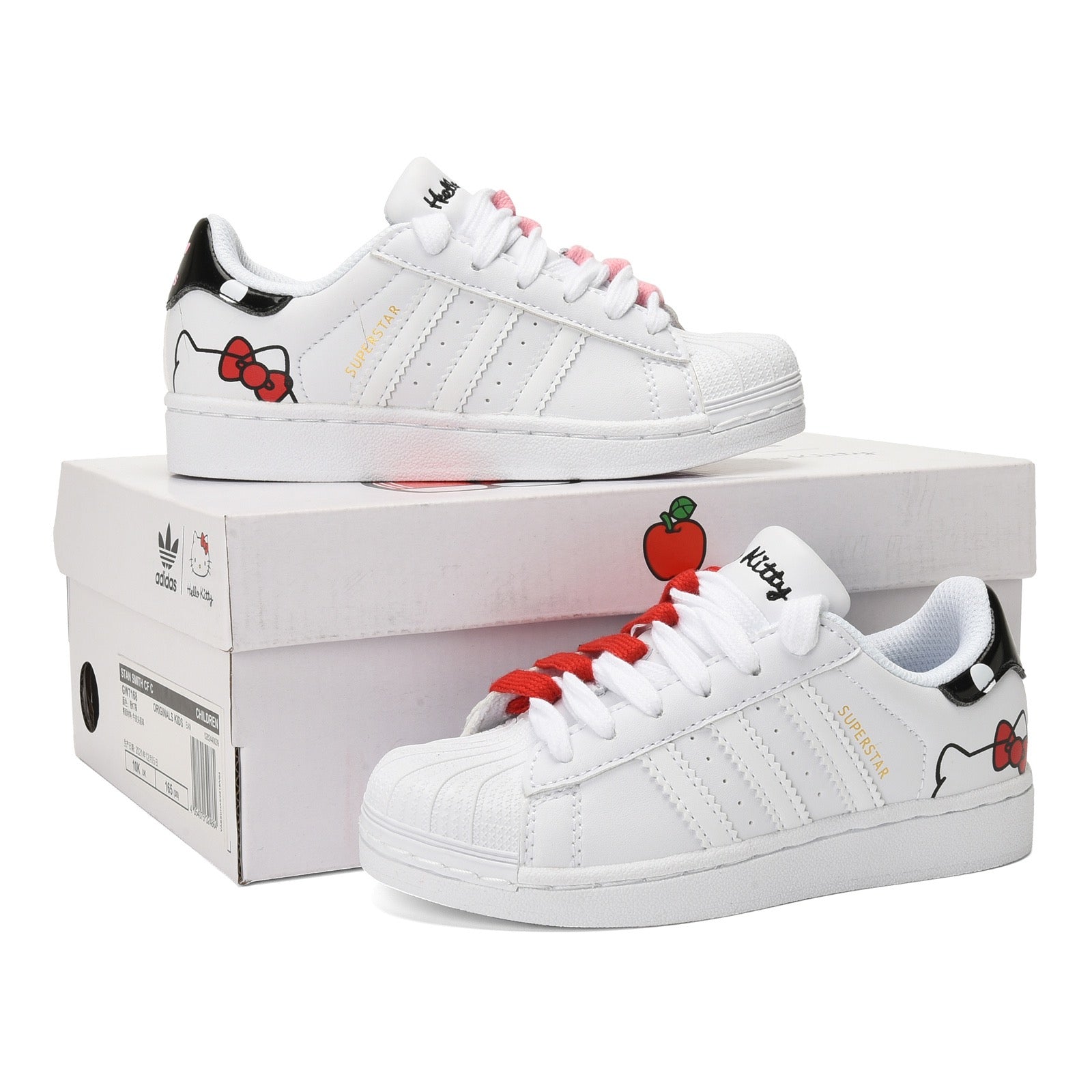 Adidas shell toe lace-up sneakers " white, red"