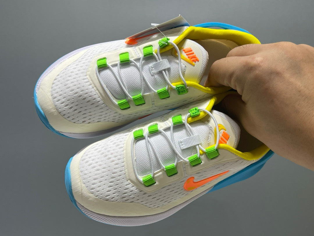 Nike 270 third generation elastic band air cushion children's shoes" white, green, yellow"