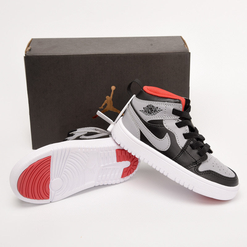 Jordan high top inner Velcro elastic band children's shoes" gray, black"